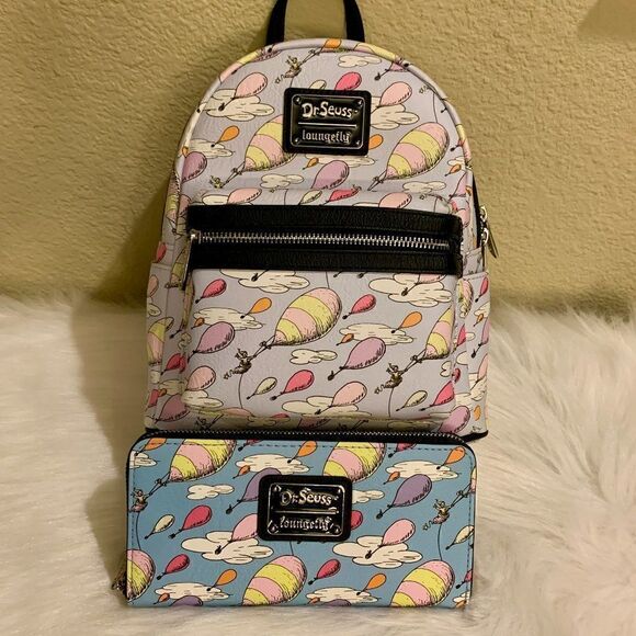 Loungefly Dr. Seuss Oh the Places You’ll Go Mini Backpack & Wallet NWT - Picture 1 of 12